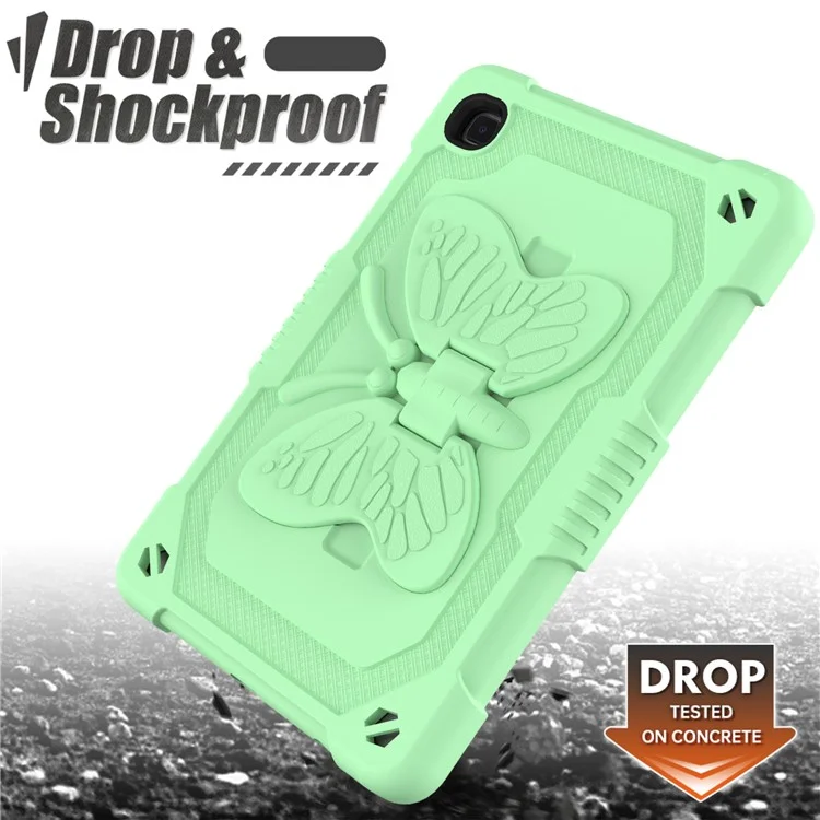 Forma Farfalla Kickstand Solido Color PC + Tavoletta di Silicone Sushe Protettivo Con Spalla Per Spalla Per Samsung Galaxy Tab A7 Lite 8,7 Pollici - Verde