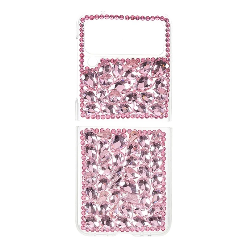 Scratch-Resistant Anti-Drop Stylish Rhinestone Decor Shiny Phone Case for Samsung Galaxy Z Flip3 5G - Pink