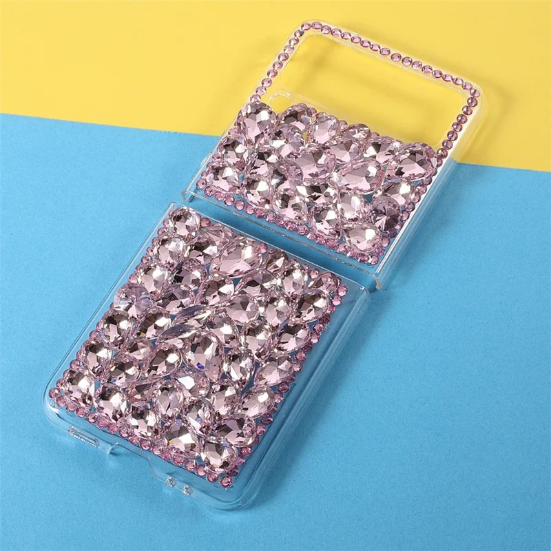 Scratch-Resistant Anti-Drop Stylish Rhinestone Decor Shiny Phone Case for Samsung Galaxy Z Flip3 5G - Pink