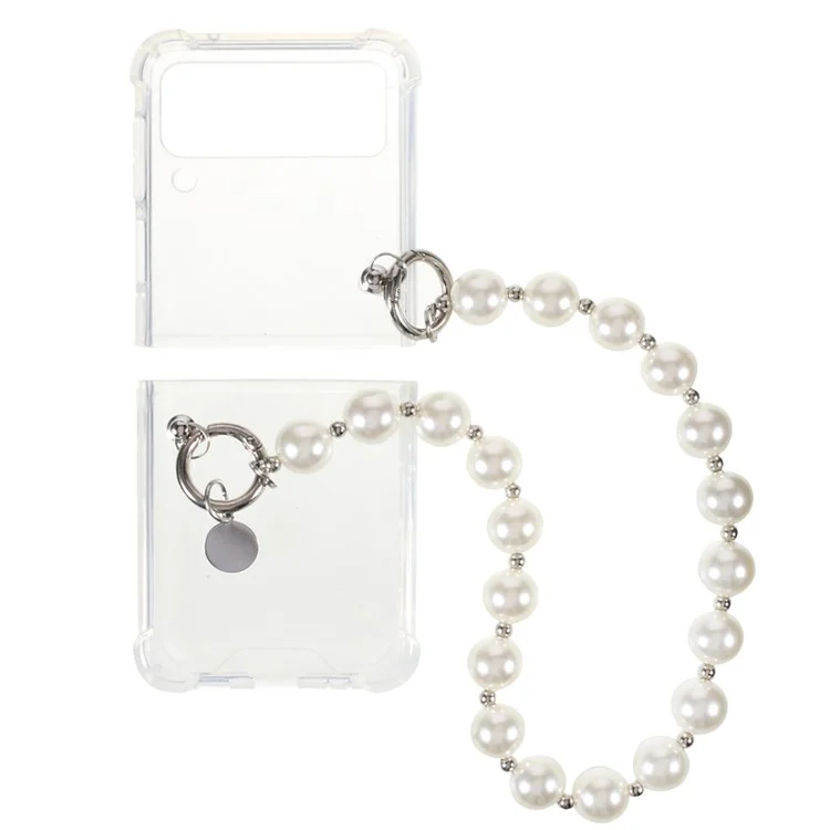 Perlen-Gliederarmband-Riemen Transparente PC+ TPU-Hybrid-Schutzhülle Handy-Cover für Samsung Galaxy Z Flip3 5G