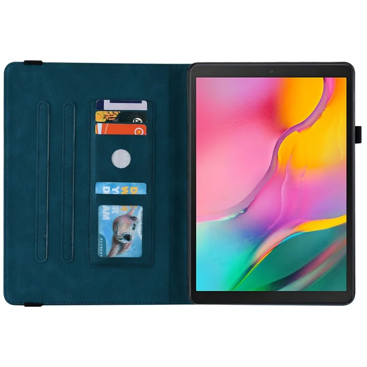 Tablet Case with Imprinted Butterfly Flower Pattern Shockproof PU Leather Stand Cards Slot Cover for Samsung Galaxy Tab A 10.1 (2019) T510 T515 - Blue