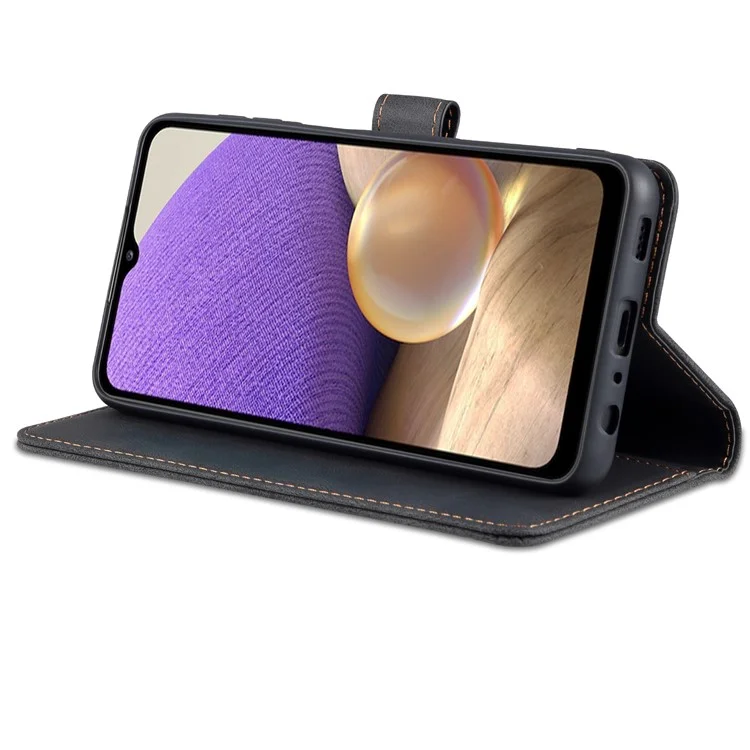 AZNS Custodia per telefono con design portafoglio antigraffio e anti-urto con supporto per Samsung Galaxy A32 5G / M32 5G - Nero 