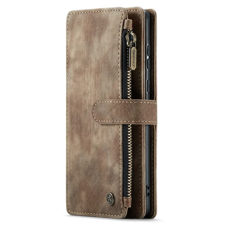 Étui portefeuille tout-en-un résistant aux chocs CASEME C30 Series avec 10 fentes pour cartes et poche zippée pour Samsung Galaxy A52s 5G/A52 4G/5G - Marron