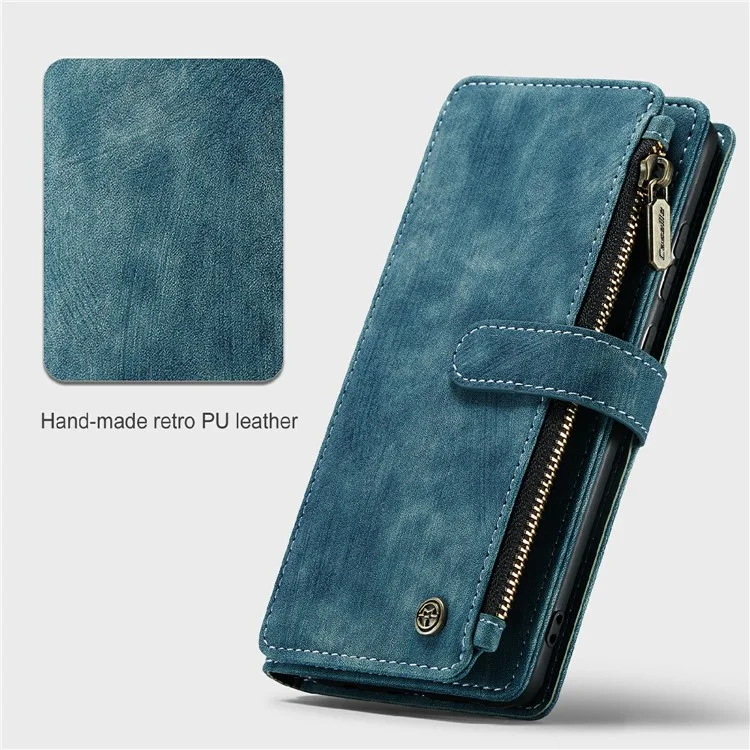 CASEME C30 Serie Custodia Portafoglio in Pelle PU Antishock Tutto-Intorno con 10 Slot per Schede e Tasca con Cerniera per Samsung Galaxy A52s 5G/A52 4G/5G - Verde