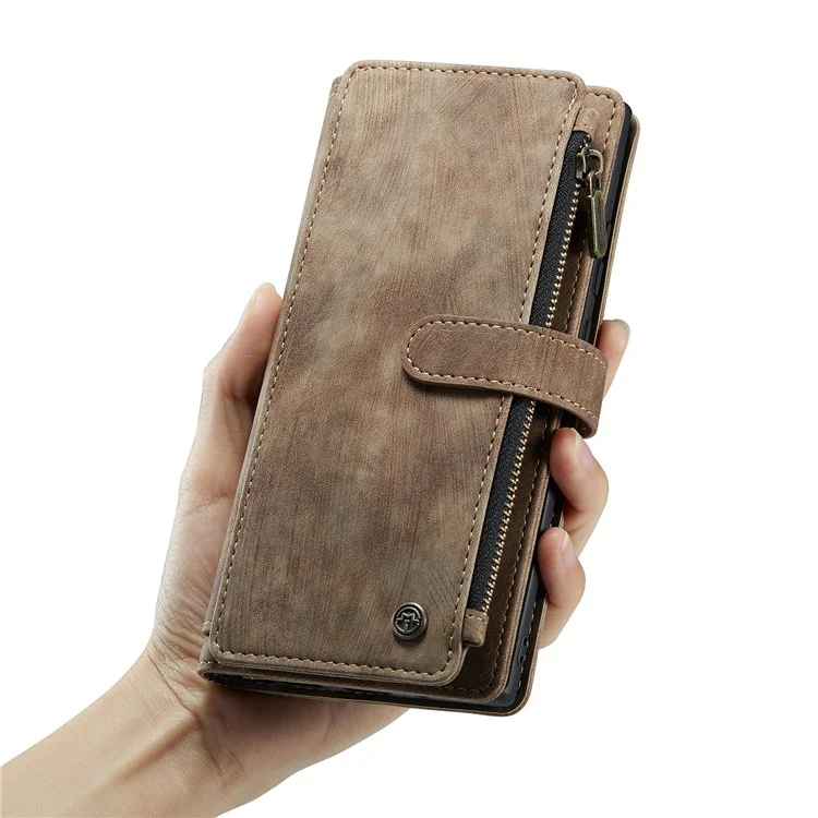 For Samsung Galaxy Note20 Ultra / Note20 Ultra 5G Phone Cases with Strap CASEME C30 Zipper Multiple Card Holder PU Leather Cover - Brown