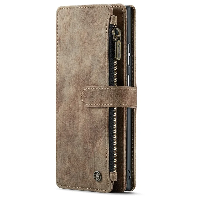 For Samsung Galaxy Note20 Ultra / Note20 Ultra 5G Phone Cases with Strap CASEME C30 Zipper Multiple Card Holder PU Leather Cover - Brown