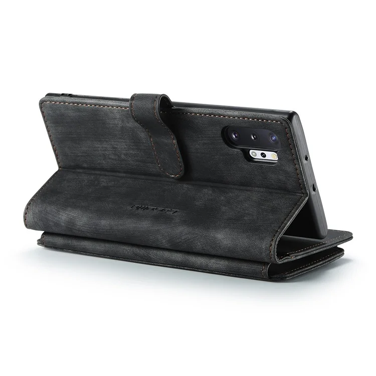 For Samsung Galaxy Note 10 Plus / Note 10 Plus 5G Phone Cases with Strap CASEME C30 Zipper Multiple Card Holder PU Leather Cover - Black