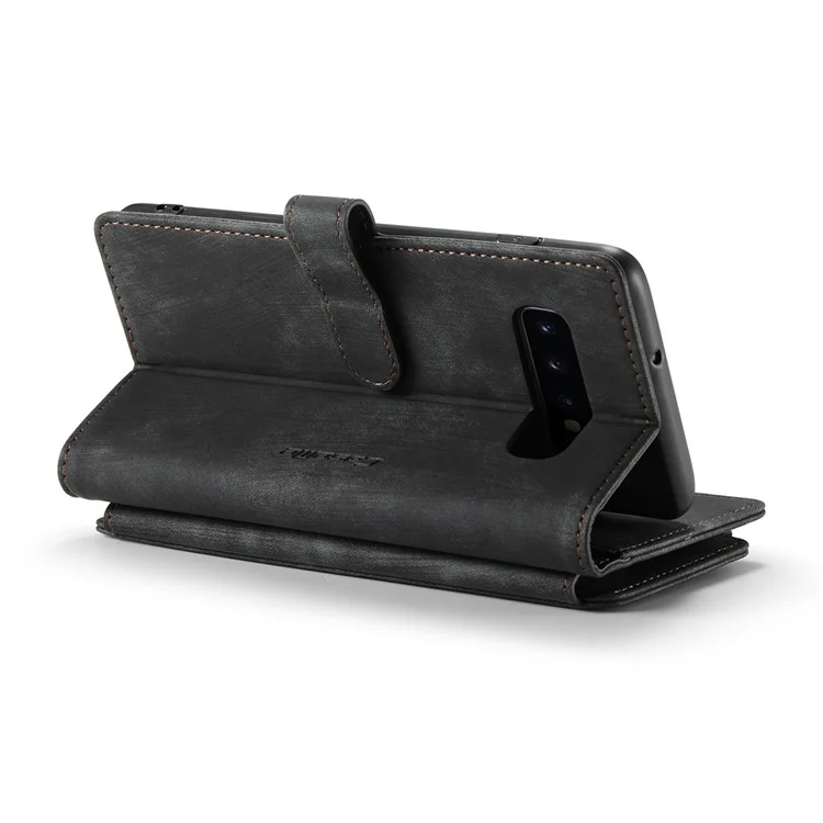 CASEME C30 Series Carteira de Telefone de Couro com Grandes Capacidade de 10 Slots de Cartão e Bolso com Zíper para Samsung Galaxy S10 4G - Preto