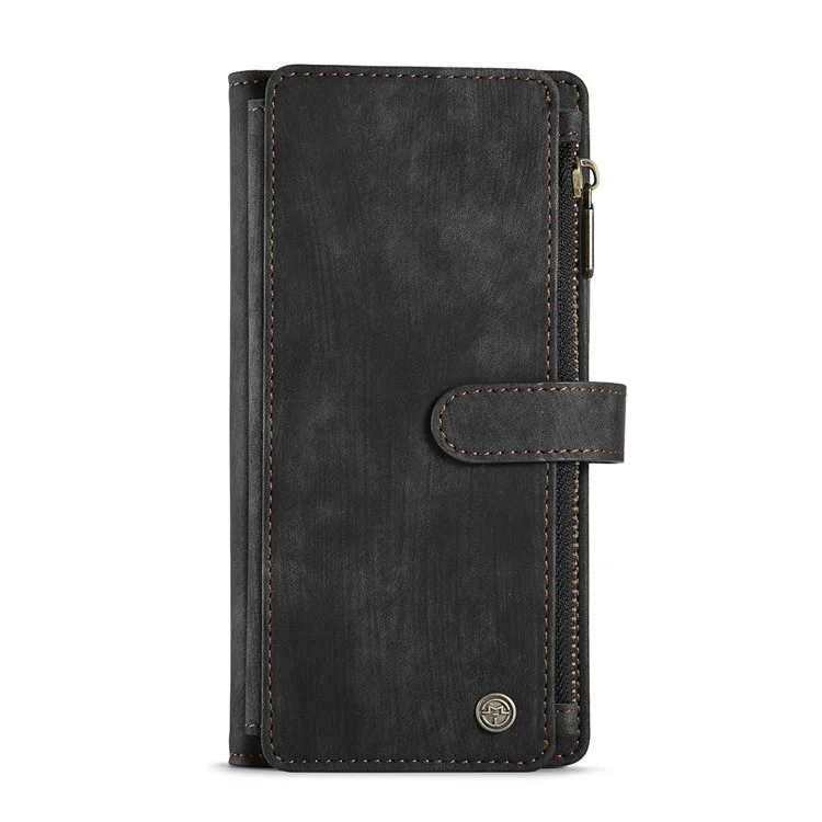 CASEME C30 Series Carteira de Telefone de Couro com Grandes Capacidade de 10 Slots de Cartão e Bolso com Zíper para Samsung Galaxy S10 4G - Preto