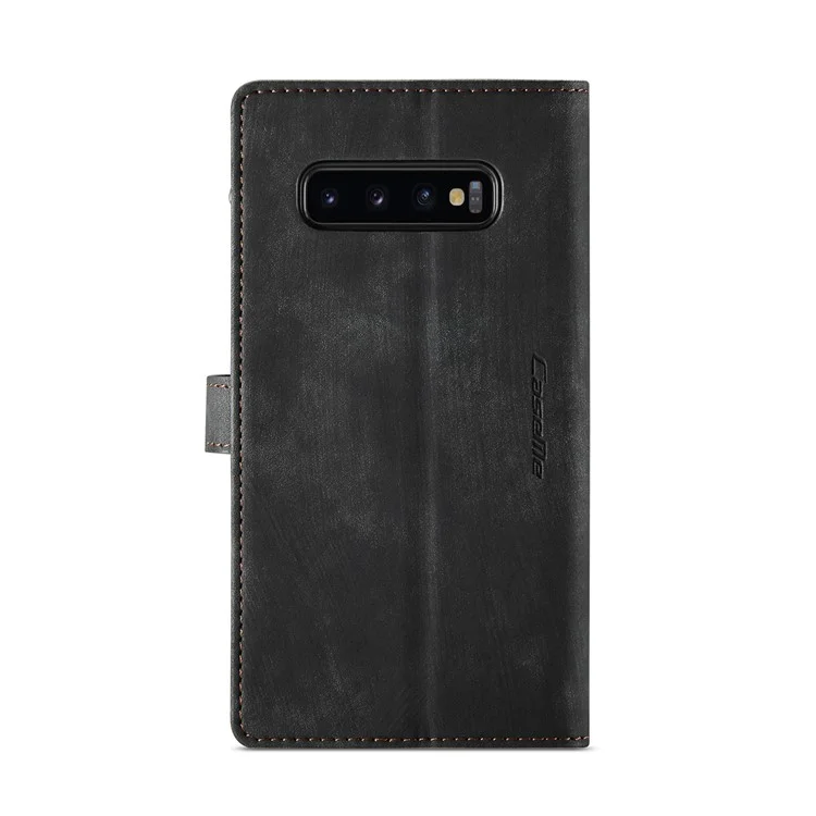 CASEME C30 Series Carteira de Telefone de Couro com Grandes Capacidade de 10 Slots de Cartão e Bolso com Zíper para Samsung Galaxy S10 4G - Preto