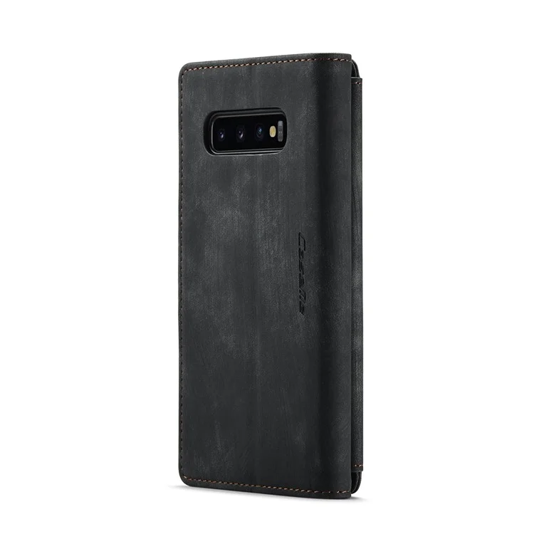 CASEME C30 Series Carteira de Telefone de Couro com Grandes Capacidade de 10 Slots de Cartão e Bolso com Zíper para Samsung Galaxy S10 4G - Preto