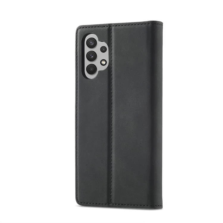 Lc. Portafoglio Resistente Anti-duretto in Pelle Imeeke Strit Casa di Shock Protectiva Persolica Per Samsung Galaxy A32 4G (versione Ue) - Nero