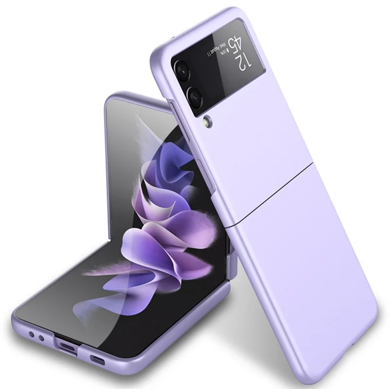 For Samsung Galaxy Z Flip3 5G Hard PC Phone Case Rubberized Surface Anti-fingerprints Folding Cover - Purple