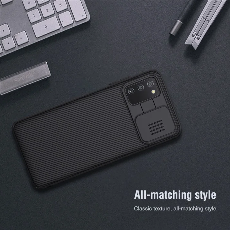 NILLKIN CamShield Scratch-Proof Durable Anti-Collision Hard PC Cover Case with Sliding Camera Cover for Samsung Galaxy A03s (166.5 x 75.98 x 9.14mm) - Black