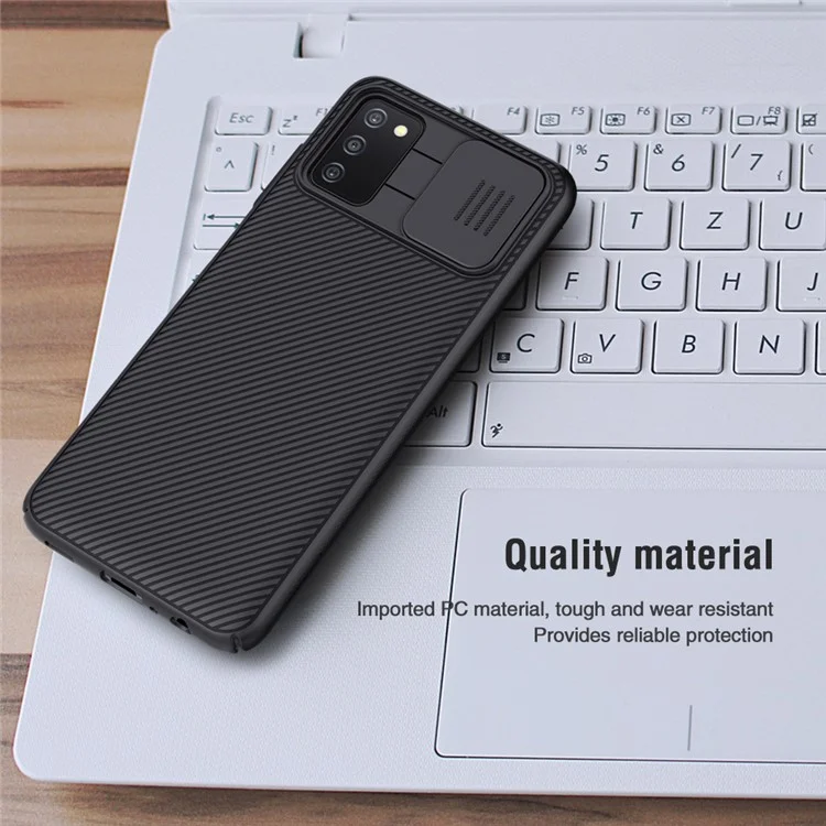 NILLKIN CamShield Scratch-Proof Durable Anti-Collision Hard PC Cover Case with Sliding Camera Cover for Samsung Galaxy A03s (166.5 x 75.98 x 9.14mm) - Black