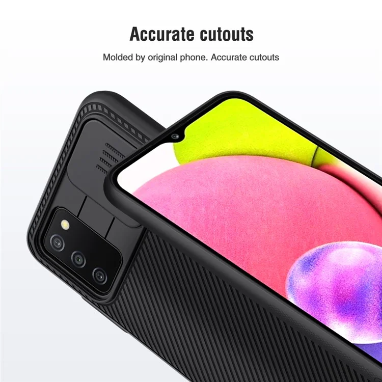 NILLKIN CamShield Scratch-Proof Durable Anti-Collision Hard PC Cover Case with Sliding Camera Cover for Samsung Galaxy A03s (166.5 x 75.98 x 9.14mm) - Black