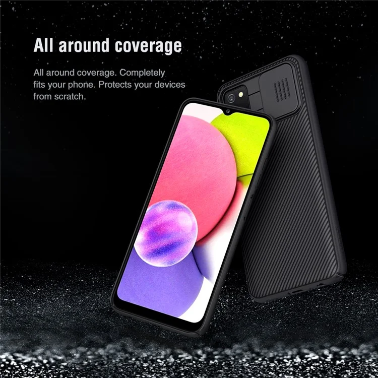 NILLKIN CamShield Scratch-Proof Durable Anti-Collision Hard PC Cover Case with Sliding Camera Cover for Samsung Galaxy A03s (166.5 x 75.98 x 9.14mm) - Black