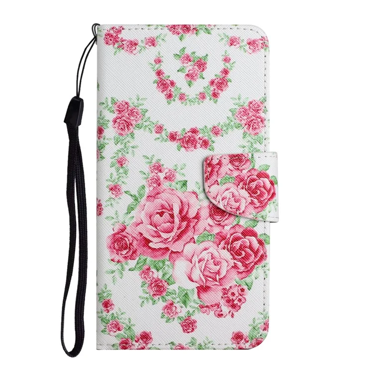 Musterdruckschockdroselton -brieftasche Leder -telefonhülle Mit Riemen Für Samsung Galaxy A52 4g/5g/a52s 5G - Rose