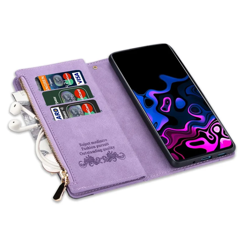 Splicing Design Leren Telefoonhoesje Portemonnee Stand Beschermende Hoes voor Samsung Galaxy S21 FE 5G / S21 Fan Edition - Paars