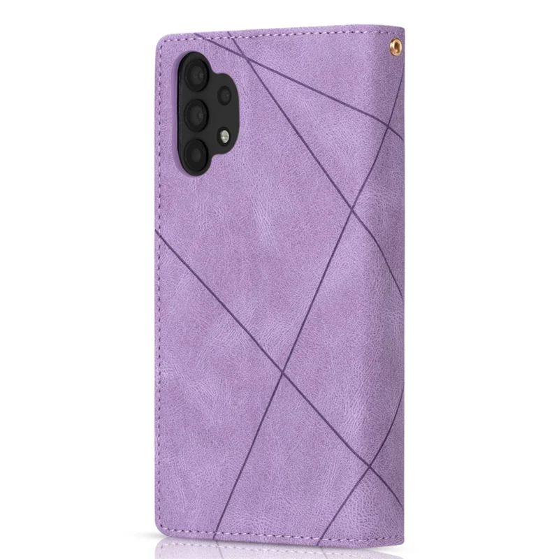 جراب هاتف أنيق من الجلد بتصميم مفصّل مع حامل ومحفظة لجهاز Samsung Galaxy A32 5G / M32 5G - أرجواني