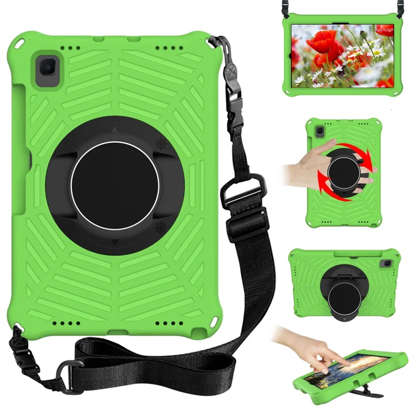 Spider Web Texture EVA Tablet Cover Case with Kickstand Shoulder Strap for Samsung Galaxy Tab S5e 10.5 (2019) SM-T720/T725 - Green