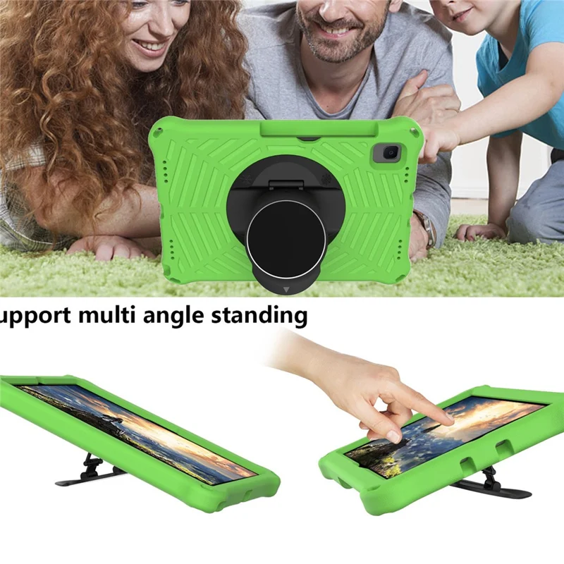 Spider Web Texture EVA Tablet Cover Case with Kickstand Shoulder Strap for Samsung Galaxy Tab S5e 10.5 (2019) SM-T720/T725 - Green