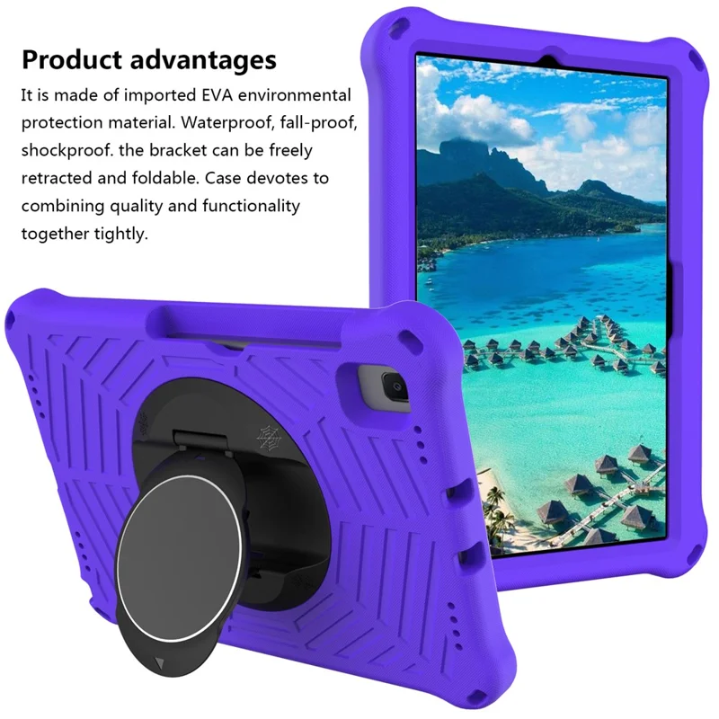 Spider Web Texture EVA Tablet Cover Case with Kickstand Shoulder Strap for Samsung Galaxy Tab S5e 10.5 (2019) SM-T720/T725 - Purple