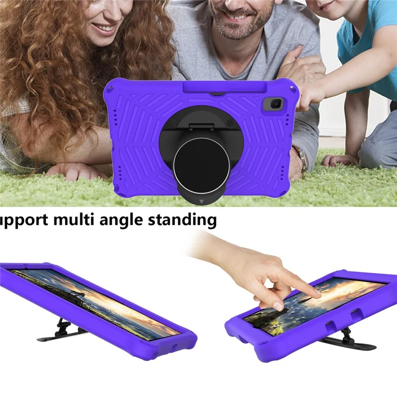 Spider Web Texture EVA Tablet Cover Case with Kickstand Shoulder Strap for Samsung Galaxy Tab S5e 10.5 (2019) SM-T720/T725 - Purple