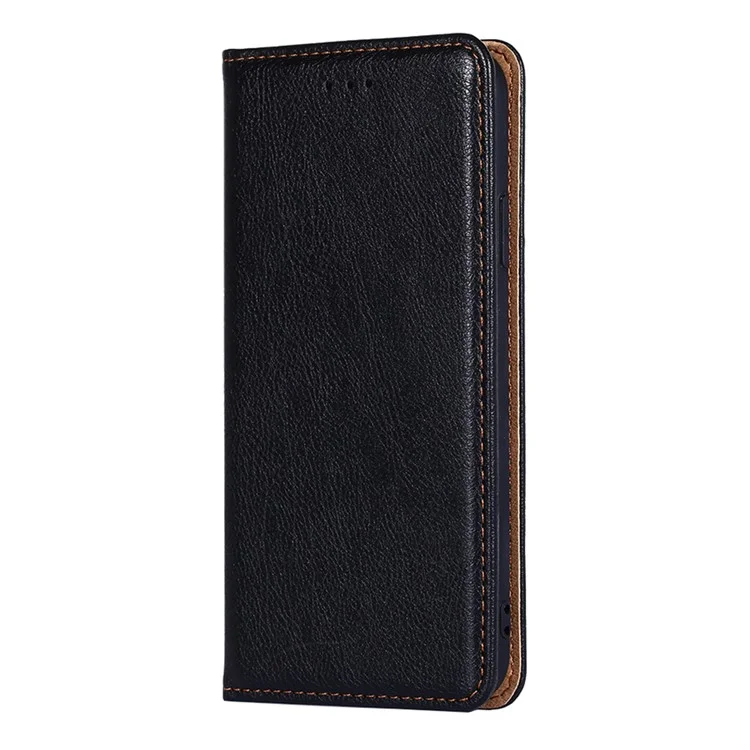 Wallet Stand Design Magnetic Auto-absorbed Leather Phone Cover Shell for Samsung Galaxy A22 5G (EU Version) - Black