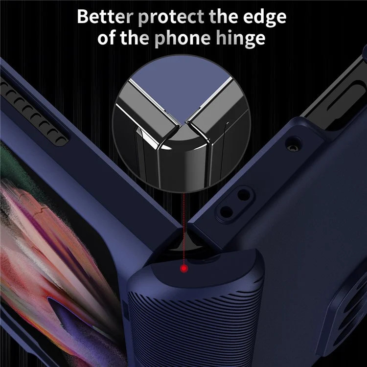 Anti-Drop Shock-Absorbed Phone Protective Cover Case for Samsung Galaxy Z Fold3 5G - Blue