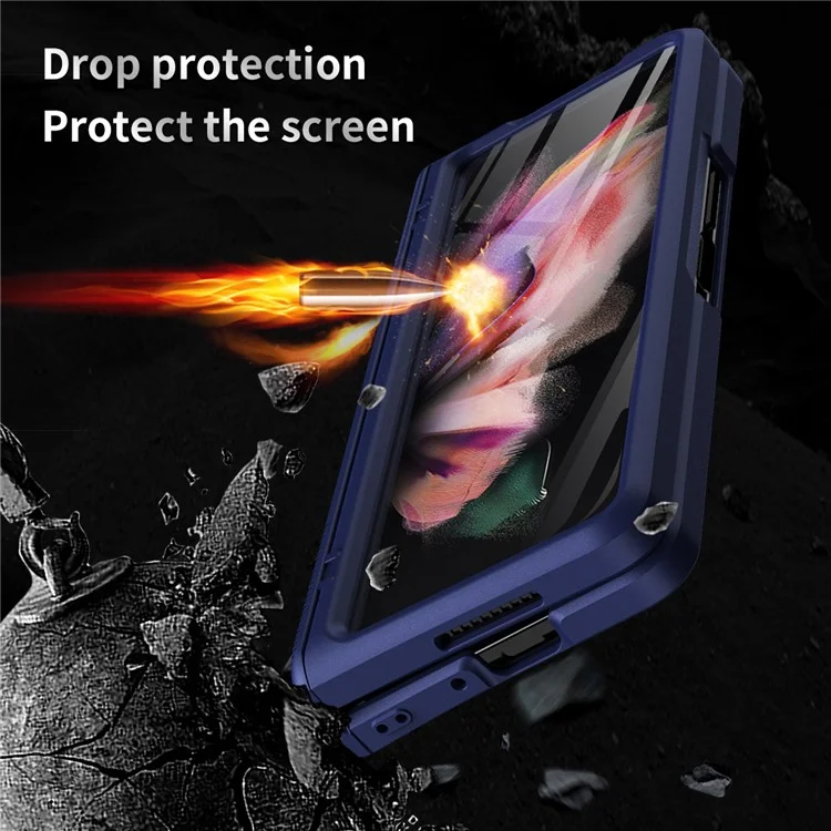 Anti-Drop Shock-Absorbed Phone Protective Cover Case for Samsung Galaxy Z Fold3 5G - Blue