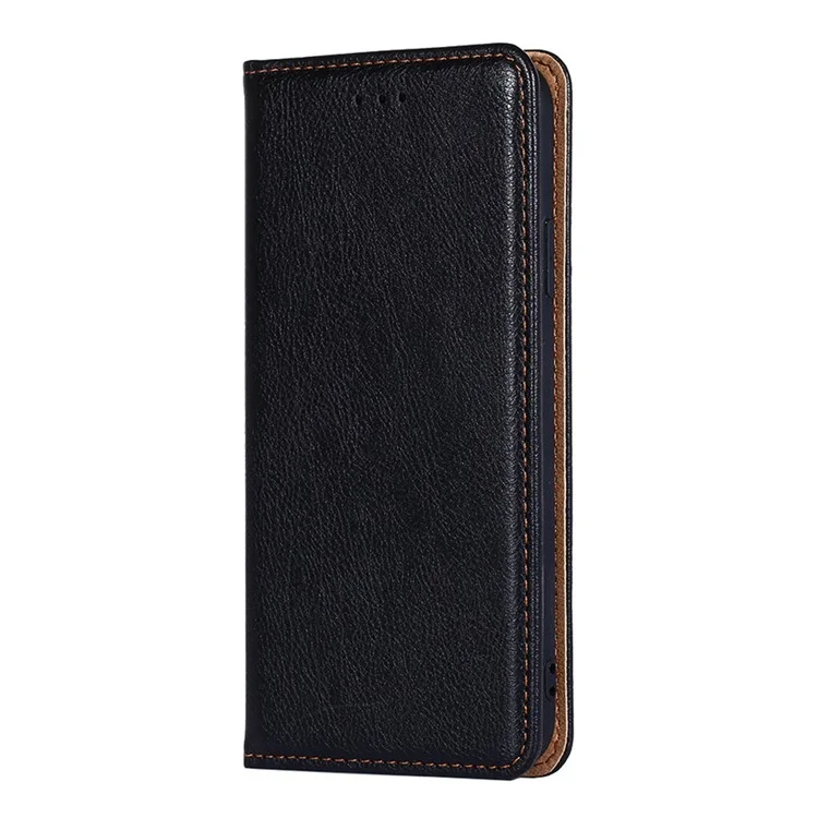 Solid Color Magnetic Auto Closure PU Leather Stand Wallet Protective Phone Shell Cover for Samsung Galaxy A03s (164.2 x 75.9 x 9.1mm) - Black