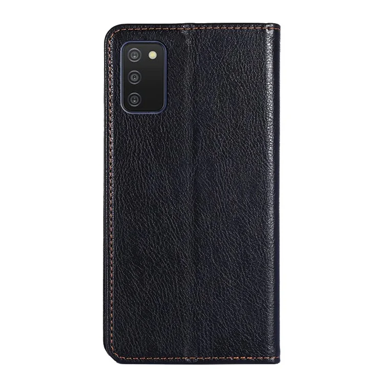 Solid Color Magnetic Auto Closure PU Leather Stand Wallet Protective Phone Shell Cover for Samsung Galaxy A03s (164.2 x 75.9 x 9.1mm) - Black