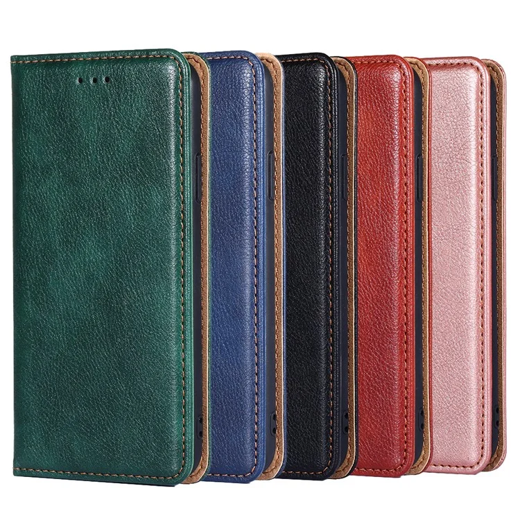 Solid Color Magnetic Auto Closure PU Leather Stand Wallet Protective Phone Shell Cover for Samsung Galaxy A03s (164.2 x 75.9 x 9.1mm) - Black