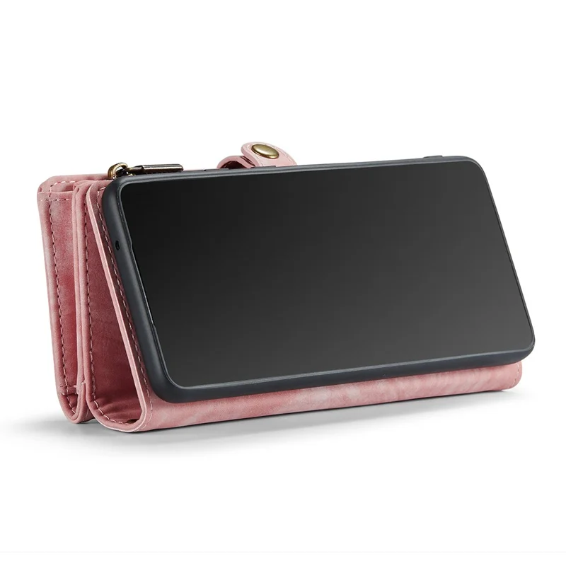 CASEME 008 Series For Samsung Galaxy A12 Detachable 2-in-1 Multi-Function TPU + PU Leather Phone Wallet Stand Shell - Pink