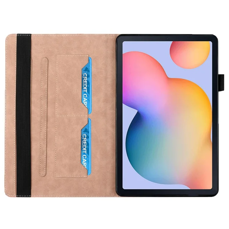 Padrão de Rhombus Elegante Sentimento de Pele Sentindo Automaticamente a Tampa de Placa de Caixa de Proteção de Couro Absorvida Automaticamente Para Samsung Galaxy Tab S6 Lite P610 / P615 / S6 Lite (2022) - Rosa Ouro