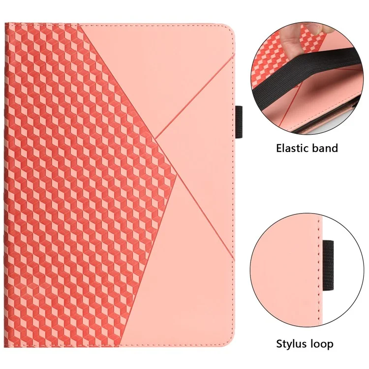 Padrão de Rhombus Elegante Sentimento de Pele Sentindo Automaticamente a Tampa de Placa de Caixa de Proteção de Couro Absorvida Automaticamente Para Samsung Galaxy Tab S6 Lite P610 / P615 / S6 Lite (2022) - Rosa Ouro
