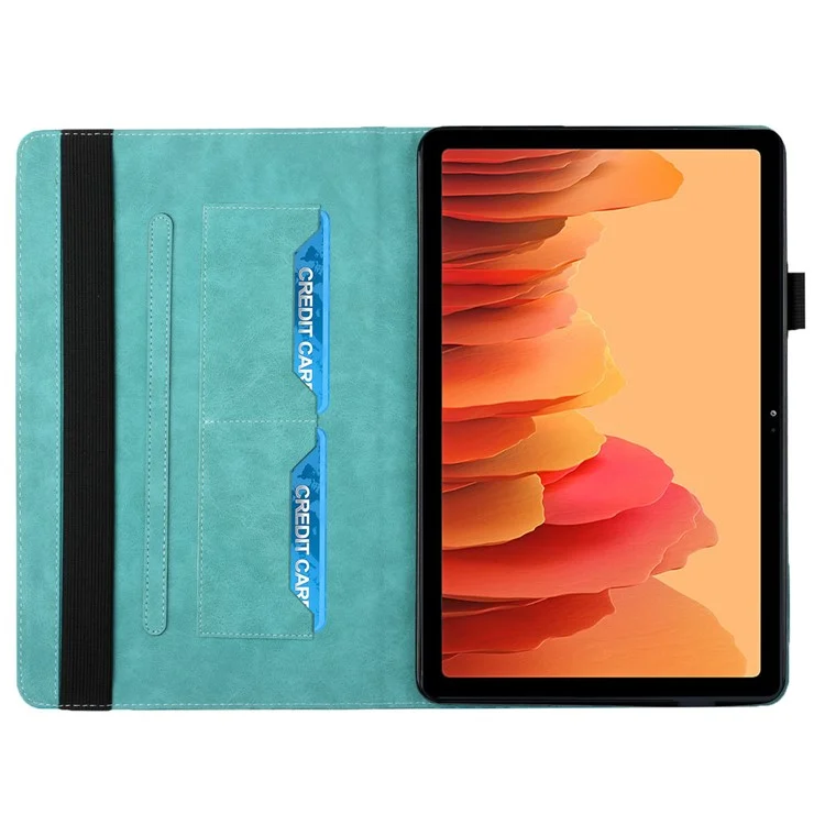 Elegante Patrón De Rhombus Piel-Touch Sensación De Cuero Absorbido Automáticamente Tableta De La Tarjeta De Protección De La Caja De La Caja De La Cubierta Para Samsung Galaxy Tab A7 10.4 (2020) - Azul