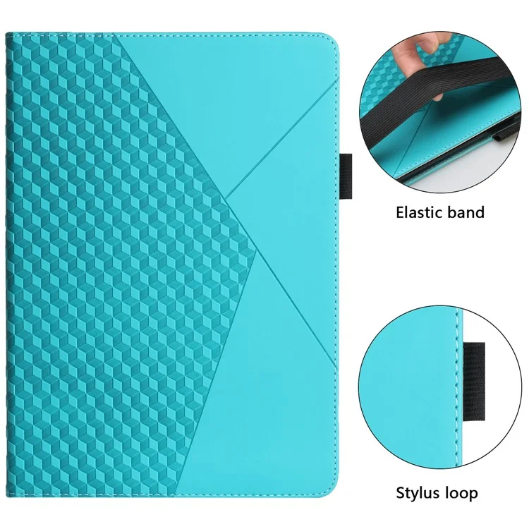 Elegante Patrón De Rhombus Piel-Touch Sensación De Cuero Absorbido Automáticamente Tableta De La Tarjeta De Protección De La Caja De La Caja De La Cubierta Para Samsung Galaxy Tab A7 10.4 (2020) - Azul
