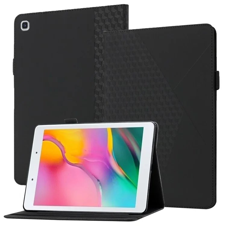 Rhombus Imprinting Case di Copertura Protettivo Per Protezione Per Pelle Protettiva Per Protezione Completa Con Slot di Carte Per Samsung Galaxy Tab A 8.0 Wi-Fi (2019) SM-T290 T290/T295/T297 - Nero