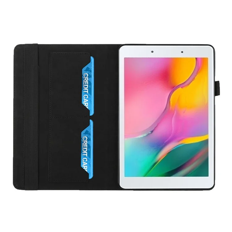 Rhobbus Drucken Volles Schutzhaut-touch-pu-leder-tablet-schutzhülle Mit Kartenschlitzen Für Samsung Galaxy Tab A 8.0 Wi-Fi (2019) SM-T290 T290/T295/T297 - Schwarz