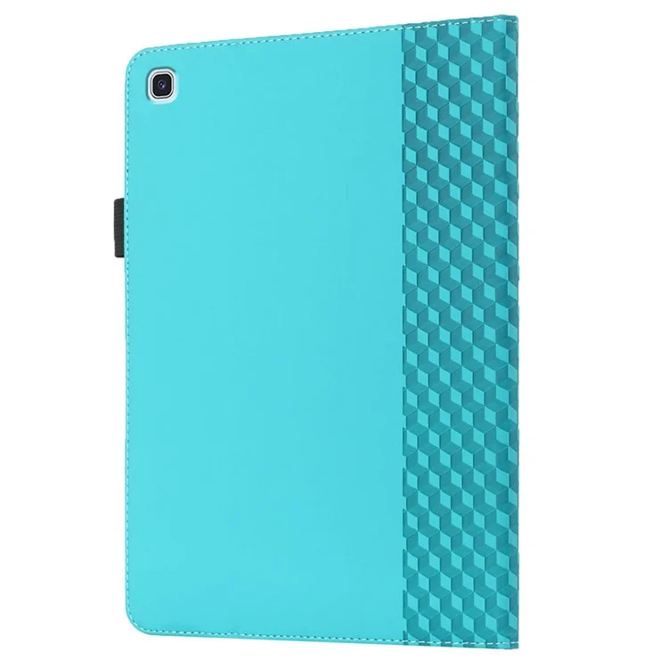 Rhombus Imprimé Pleine Peau Tactile Etui de Protection en Cuir PU avec Fentes pour Cartes pour Samsung Galaxy Tab A 8.0 Wi-Fi (2019) SM-T290 T290/T295/T297 - Bleu Lac 