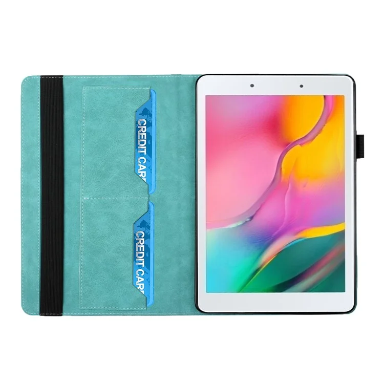 Rhombus Imprimé Pleine Peau Tactile Etui de Protection en Cuir PU avec Fentes pour Cartes pour Samsung Galaxy Tab A 8.0 Wi-Fi (2019) SM-T290 T290/T295/T297 - Bleu Lac 