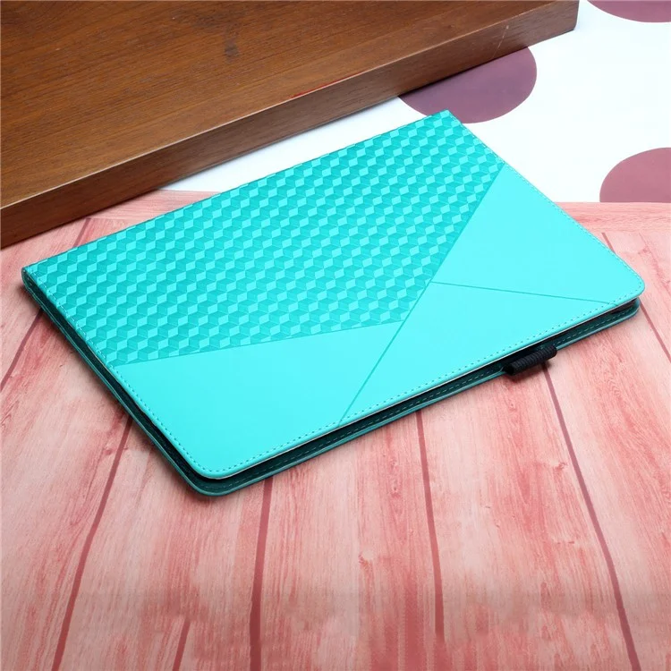 Rhombus Imprimé Pleine Peau Tactile Etui de Protection en Cuir PU avec Fentes pour Cartes pour Samsung Galaxy Tab A 8.0 Wi-Fi (2019) SM-T290 T290/T295/T297 - Bleu Lac 