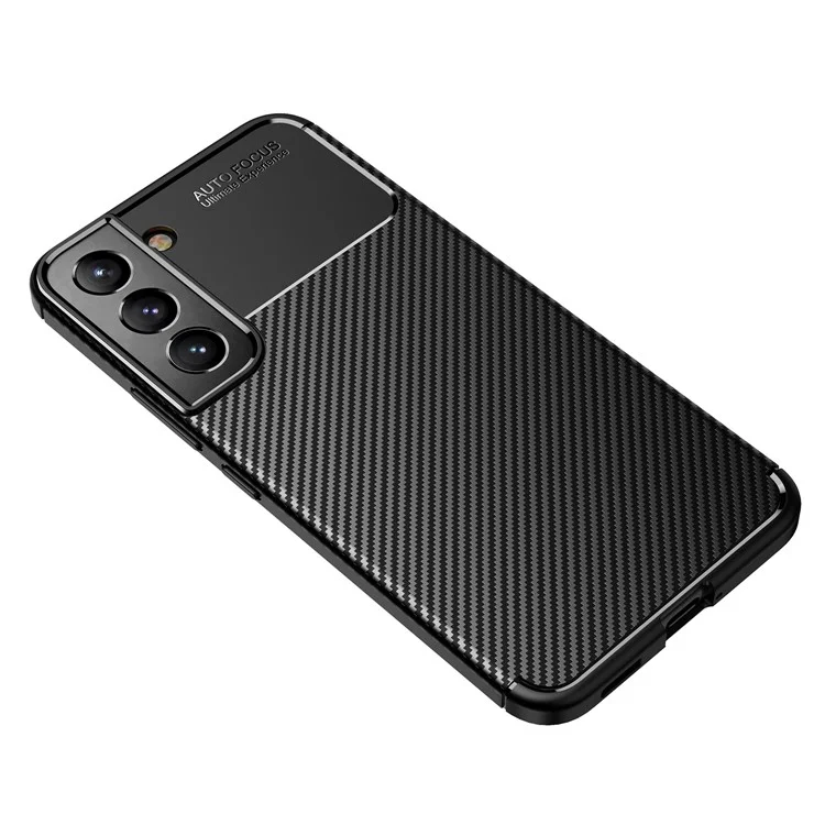 Conception de Texture en Fibre de Carbone Case de Protection TPU Flexible Pour Samsung Galaxy S22 + 5G - le Noir