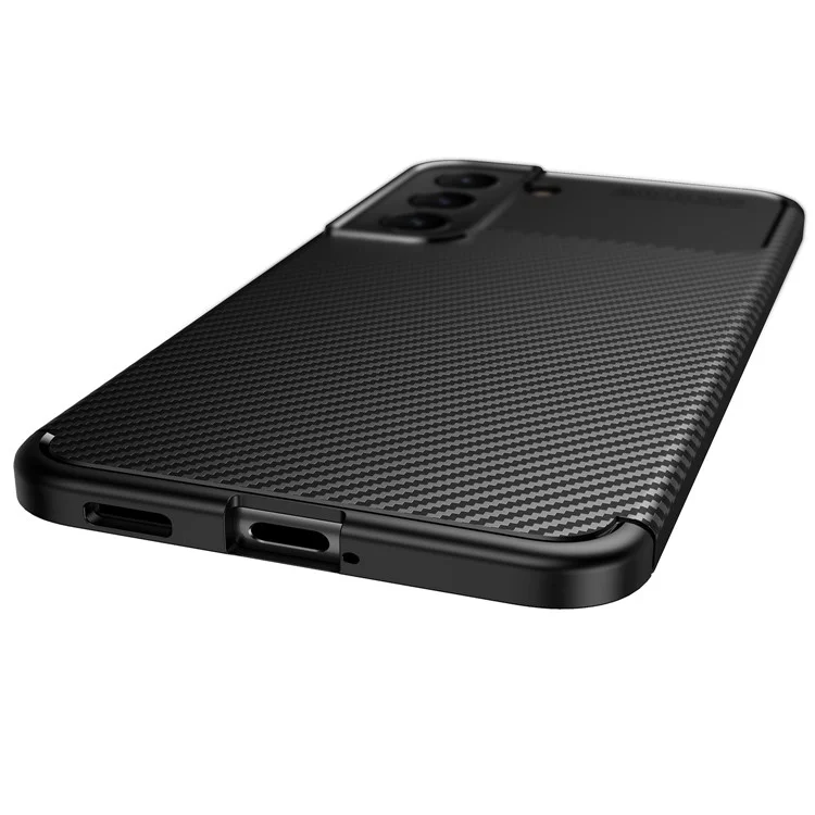 Conception de Texture en Fibre de Carbone Case de Protection TPU Flexible Pour Samsung Galaxy S22 + 5G - le Noir