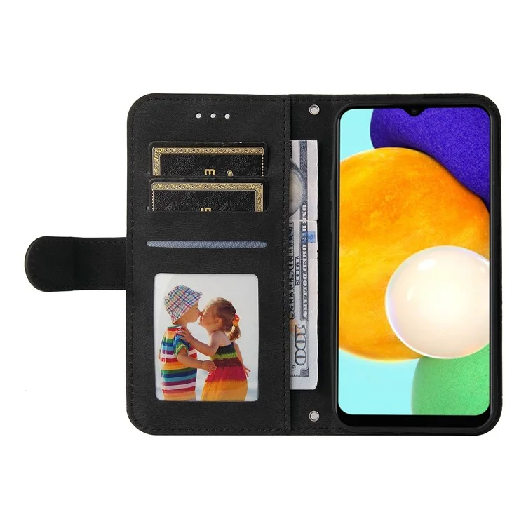 For Samsung Galaxy A03s (166.5mm) Leather Wallet Cases Skin Touch Phone Cover Stand with Strap - Black