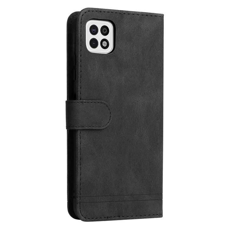 Botão do Botão de Metal à Prova de Choque Caixa de Telefone de Monte PU PU Causão de Calaria Para Samsung Galaxy A22 5G (versão Dos Eua) - Preto