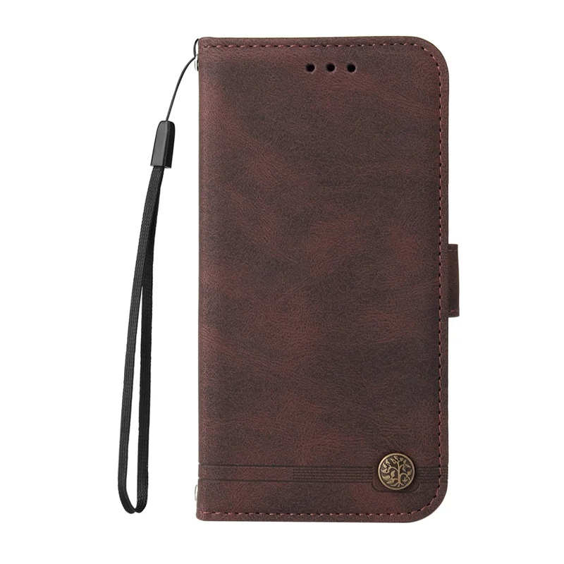 For Samsung Galaxy F12 / M12 / A12 Leather Wallet Cases Skin Touch Phone Cover Stand with Strap - Brown