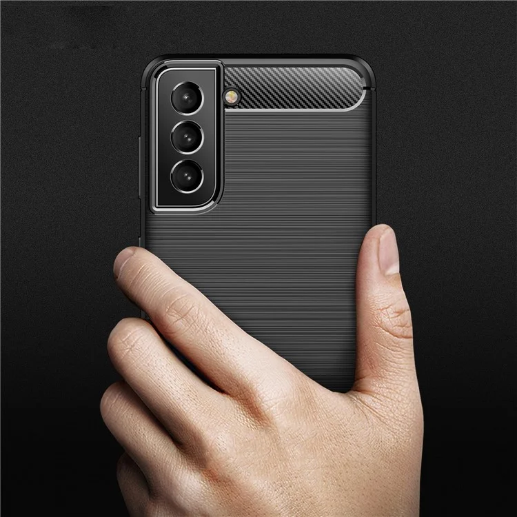 Pour Samsung Galaxy S22 + 5G Texture Brossée en Fibre de Carbone Lumite Couverture de Téléphone Soft TPU Résistant à Scratch Stratch Stratch - Bleu